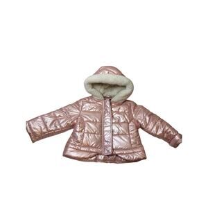 Rothschild Metallic Puffer Coat Full Zip Faux Fur Lined Girls Size 2T